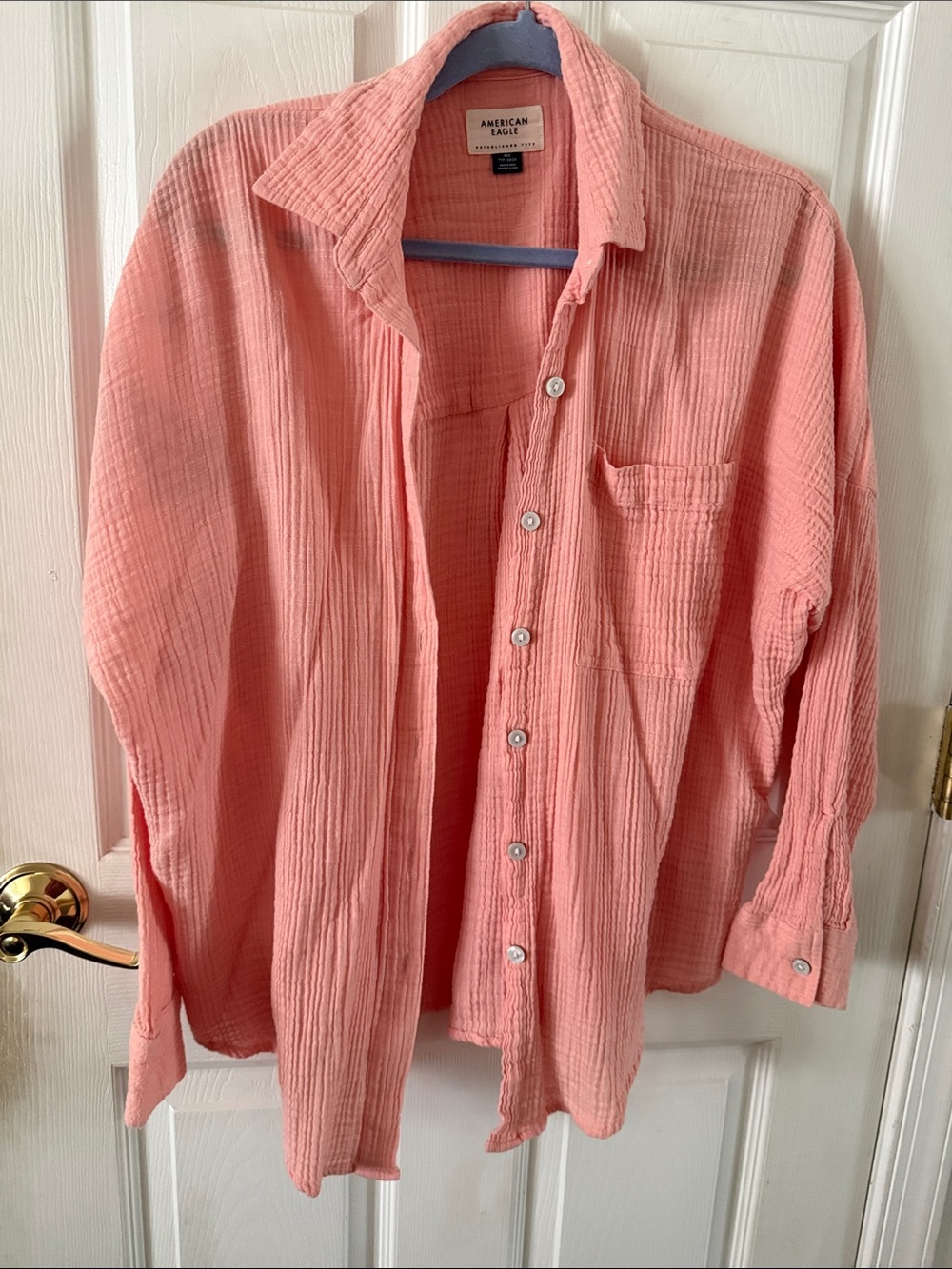 American Eagle Outfitters Coral Pink Lightweight Shirt Jacket